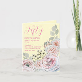 Gevouwen verjaardagskaart uitnodiging blanco binne