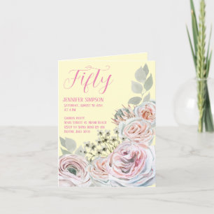 Gevouwen verjaardagskaart uitnodiging blanco binne