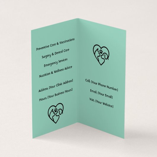 gevouwen veterinair Visitekaartje (Binnen)