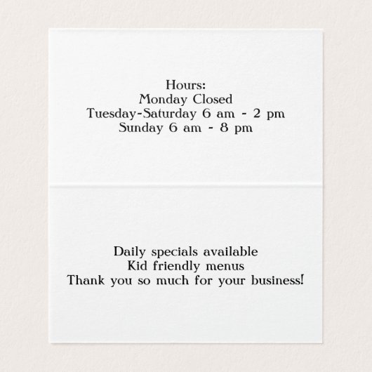 Gevouwen Visitekaartje (Binnenkant ongevouwen)