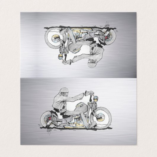 Gevouwen Visitekaartje motorfiets (Buitenkant ongevouwen)