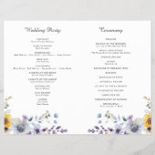 Gevouwen Waterverf Wildbloemen Trouwprogramma Boek Flyer (Achterkant)