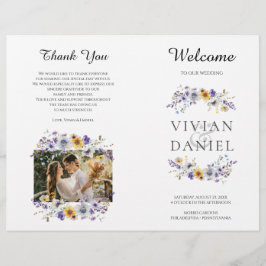 Gevouwen Waterverf Wildbloemen Trouwprogramma Boek Flyer