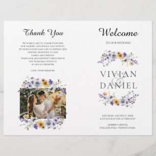 Gevouwen Waterverf Wildbloemen Trouwprogramma Boek Flyer