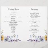 Gevouwen Waterverf Wildbloemen Trouwprogramma Boek Flyer (Achterkant)