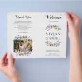 Gevouwen Waterverf Wildbloemen Trouwprogramma Boek Flyer (Hand)