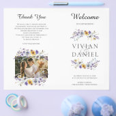 Gevouwen Waterverf Wildbloemen Trouwprogramma Boek Flyer (Enkel)