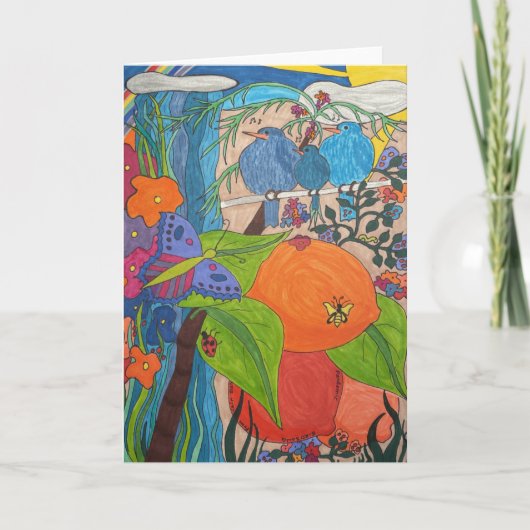 Gevouwen Wenskaart 5 x 7" Bird Song" Kaart (Voorkant)