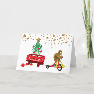 Gevouwen Wenskaart 'Christmas Tricycle' Feestdagen Kaart