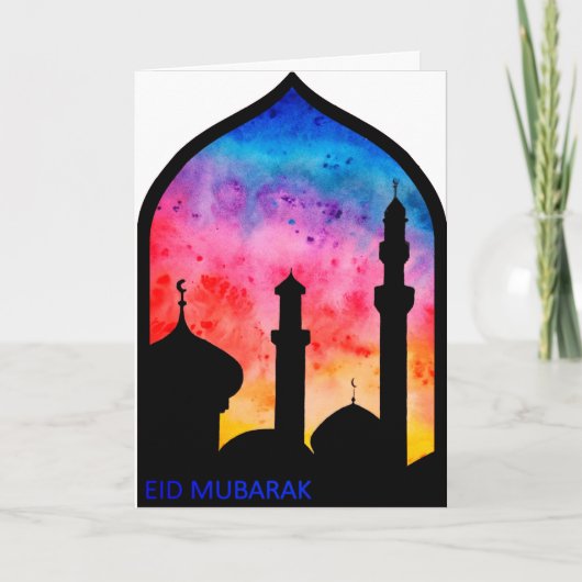 Gevouwen Wenskaart 'Eid Mubarak' Kaart (Voorkant)