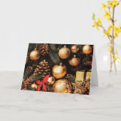 Gevouwen Wenskaart - Gouden Ornamenten en Pinecone Kaart (Gele Bloem)