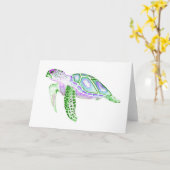 Gevouwen Wenskaart Groene schildpad 5x7 Kaart (Gele Bloem)