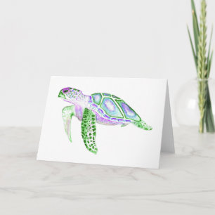Gevouwen Wenskaart Groene schildpad 5x7 Kaart