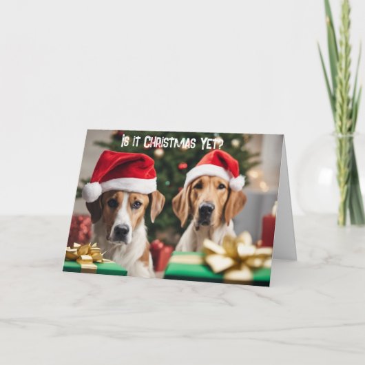 Gevouwen Wenskaart Kerst Kaart Schattig Hond (Voorkant)