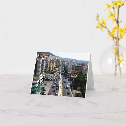 Gevouwen Wenskaart - Libanon Kaart (Gele Bloem)