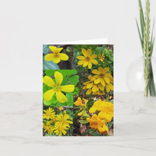Gevouwen wenskaart met collage van wilde bloemen kaart (Voorkant)