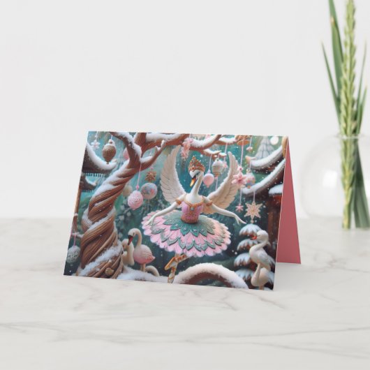 Gevouwen Wenskaart met dansende zwanen Kaart (Voorkant)