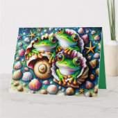 Gevouwen Wenskaart met Drie Kikkers Kaart (Voorkant)