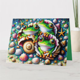 Gevouwen Wenskaart met Drie Kikkers Kaart