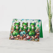 Gevouwen Wenskaart met Drie Kikkers Kaart (Voorkant)
