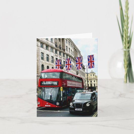 Gevouwen wenskaart met foto van Londen Kaart (Voorkant)