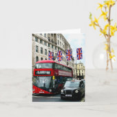 Gevouwen wenskaart met foto van Londen Kaart (Gele Bloem)