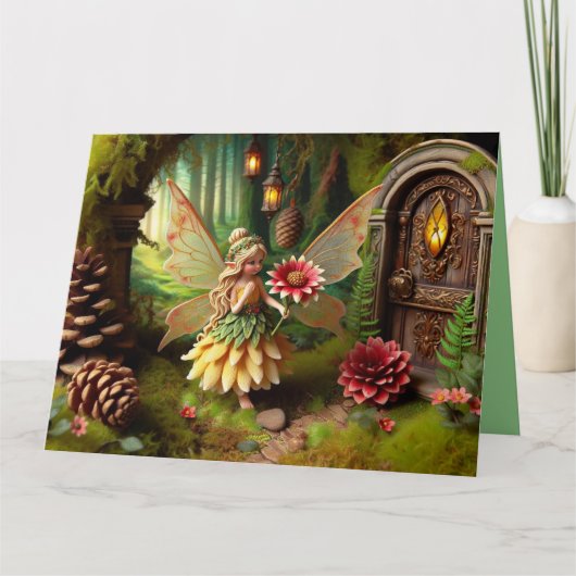 Gevouwen Wenskaart met Garden Fairy Kaart (Voorkant)