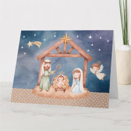 Gevouwen Wenskaart met kerstillustratie Kaart