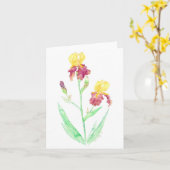 Gevouwen wenskaart met verven van waterverf kaart (Gele Bloem)