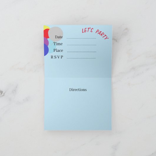 Gevouwen Wenskaart : partijuitnodigingen Kaart (Binnen)