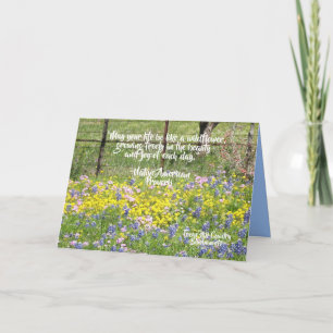 Gevouwen Wenskaart Texas Wildflowers Quote Kaart