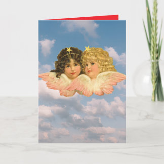 Gevouwen Wenskaart TWIN ANGELS IN SKY Kaart