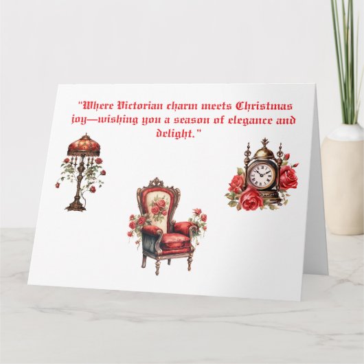 Gevouwen Wenskaart - Victoriaans kerst Kaart (Voorkant)