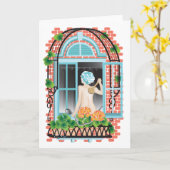 Gevouwen Wenskaart 'Watering Planten' Kaart (Gele Bloem)