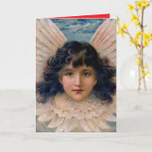 Gevouwen Wenskaarten  ENGEL IN ROOD EN BLAUW Kaart (Gele Bloem)