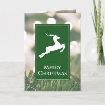 Gevouwen White Deer en greenery kerstKaart