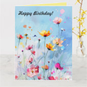 Gevouwen Wildflowers Groet Kaart (Gele Bloem)