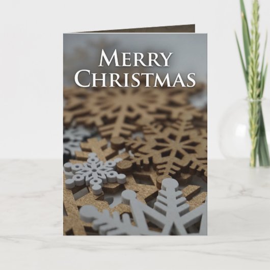 Gevouwen witte en gouden sneeuwvlok kerst Kaart (Voorkant)