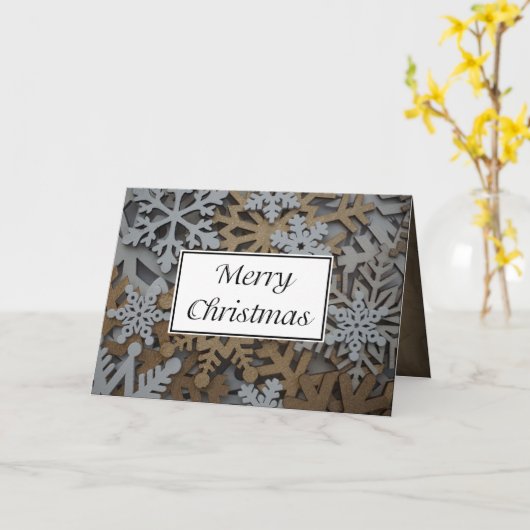 Gevouwen witte en gouden sneeuwvlok kerst Kaart II (Gele Bloem)