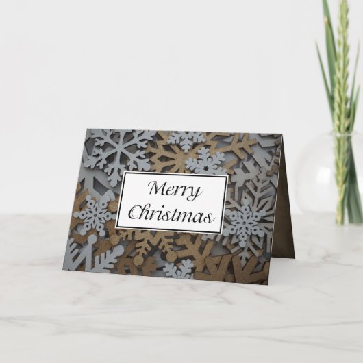 Gevouwen witte en gouden sneeuwvlok kerst Kaart II (Voorkant)