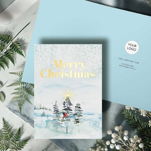 Gevouwen Zakelijke Kerst Kaarten met Logo