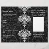 Gevouwen Zwart Grijs & Wit Damast Foto Bruiloft (Voorkant)