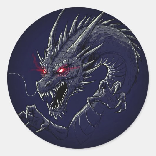 Gevreesde draak ronde sticker (Voorkant)