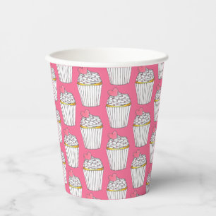 Gevroren Roze Hart Cupcake Strooisel Dessert Liefd Papieren Bekers
