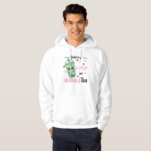 gevuld door K-Pop en bellenthee Kawaii Boba Tea Hoodie (Voorkant volledig)