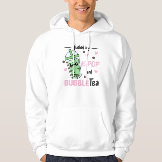 gevuld door K-Pop en bellenthee Kawaii Boba Tea Hoodie (Voorkant)