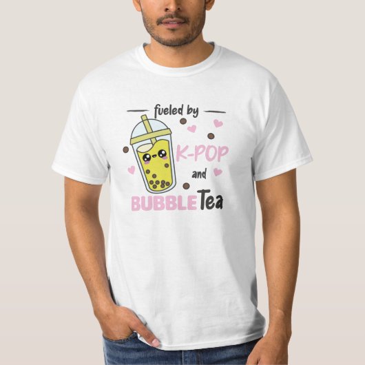 gevuld door K-Pop en bellenthee Kawaii Boba Tea T-shirt (Voorkant)
