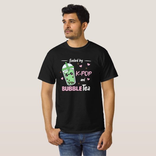 gevuld door K-Pop en bellenthee Kawaii Boba Tea T-shirt (Voorkant volledig)