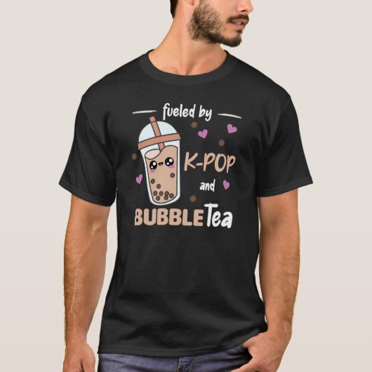 gevuld door K-Pop en bellenthee Kawaii Boba Tea T-shirt (Voorkant)