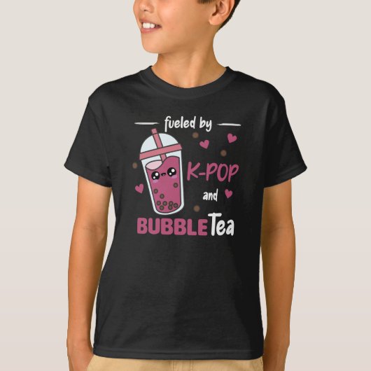 gevuld door K-Pop en bellenthee Kawaii Boba Tea T-shirt (Voorkant)